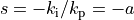 s = -k_\text{i}/k_\text{p}=-a