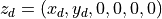 z_d = (x_d, y_d, 0, 0, 0, 0)
